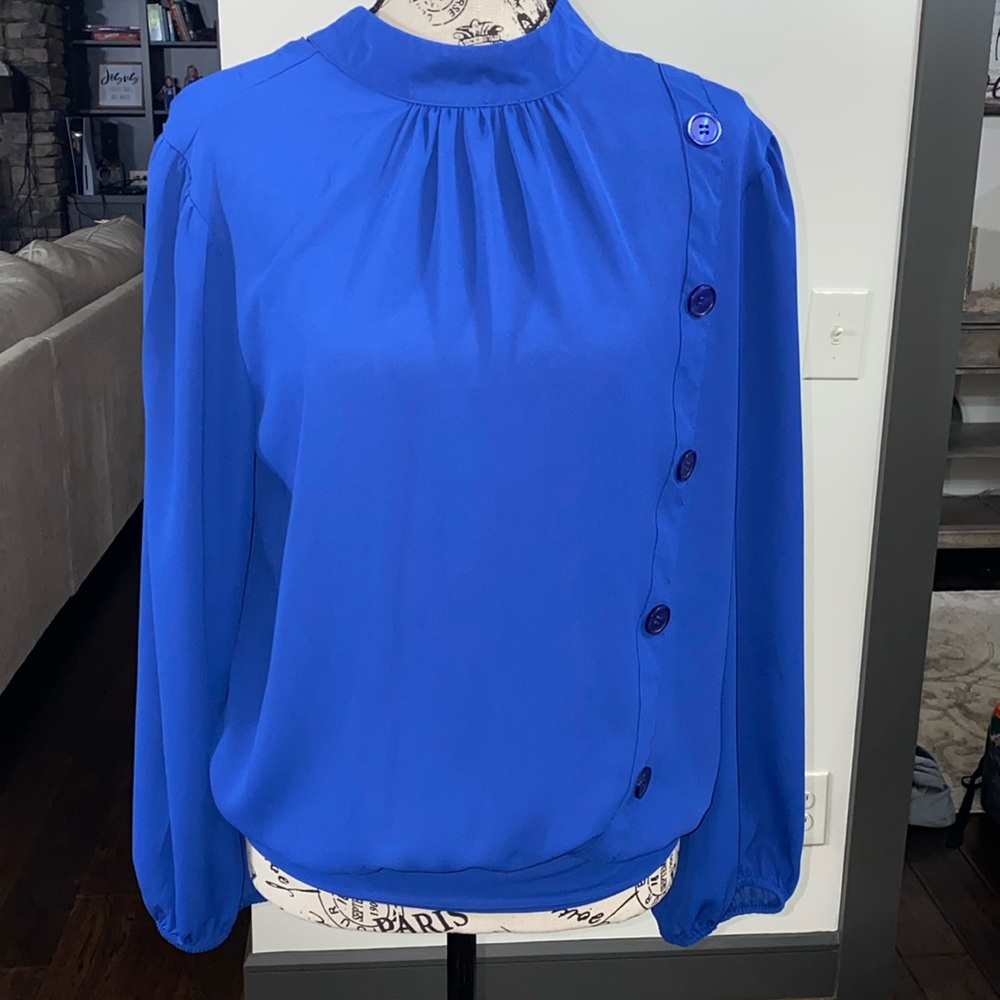 NY&Co Royal Blue Blouse w/button detail